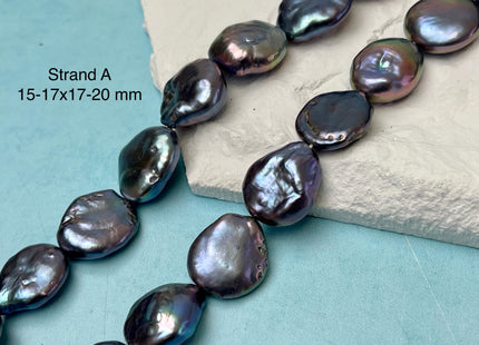 15-18x17-21 mm AAA Very Rare Rainbow Peacock Flat Coin Keshi Freshwater Pearl Beads Rare Keshi Freshwater Pearls #P3071