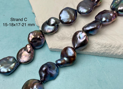 15-18x17-21 mm AAA Very Rare Rainbow Peacock Flat Coin Keshi Freshwater Pearl Beads Rare Keshi Freshwater Pearls #P3071