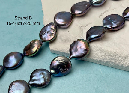 15-18x17-21 mm AAA Very Rare Rainbow Peacock Flat Coin Keshi Freshwater Pearl Beads Rare Keshi Freshwater Pearls #P3071