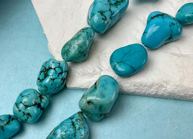20-25x25-38 mm Turquoise Gemstone Irregular Large Pebble Nugget Beads #4701