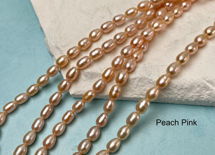 5x7-8mm AAA High Luster Natural Mauve or Golden Pink Rice Freshwater Pearl Beads Large Hole Size 1.0mm Genuine Rice Freshwater Pearls #P1716