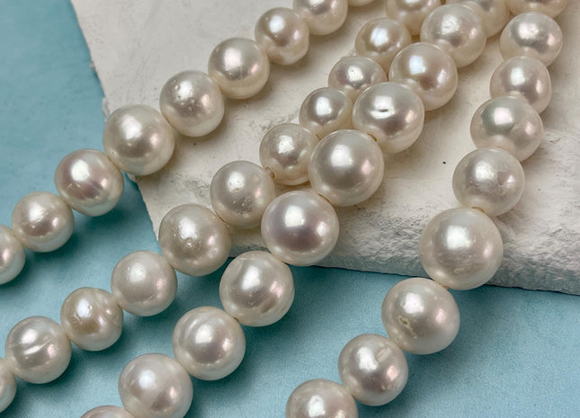12-16 mm AA Half Strand Large Hole Potato Natural White Freshwater Jumbo Size Pearl Beads Hole Size 2.2mm #P3095