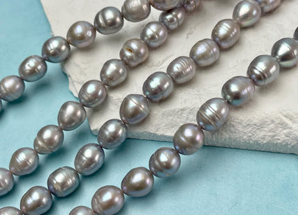 10x12 mm Gray Color Large Rice/Oval Ringed Freshwater Pearl Beads Genuine Gray Freshwater Pearl 34 Beads #P3096