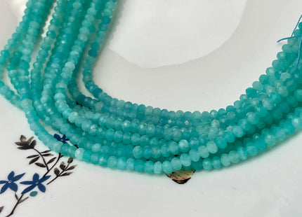 3x4 mm AAA Natural Color Micro Faceted Rondelle Amazonite Gemstone Beads Natural Blue Micro Faceted Rondelle Amazonite Loose Beads # 2343