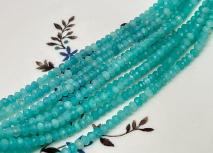 3x4 mm AAA Natural Color Micro Faceted Rondelle Amazonite Gemstone Beads Natural Blue Micro Faceted Rondelle Amazonite Loose Beads # 2343