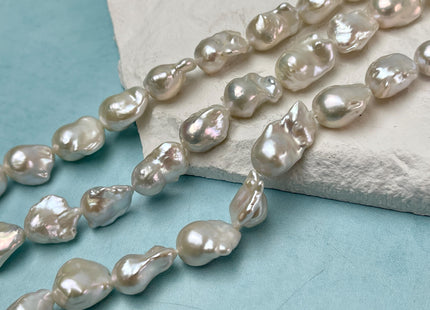 11x12-12x16 mm AA Rare Baroque Natural White Freshwater Pearls Quality High Luster White Baroque Pearls 28 Beads #P3097