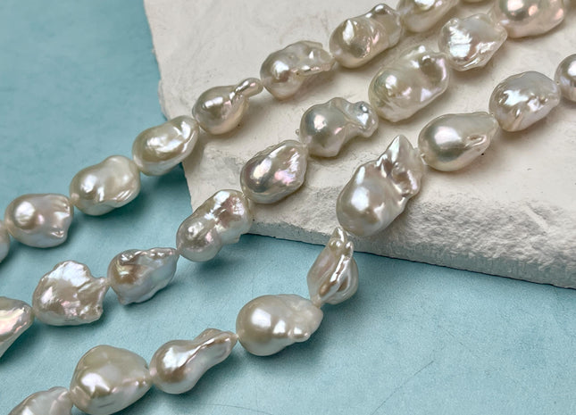 11x12-12x16 mm AA Rare Baroque Natural White Freshwater Pearls Quality High Luster White Baroque Pearls 28 Beads #P3097