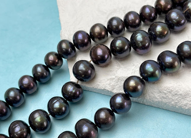 10-13 mm AAA Dark Peacock Off Round or Potato Freshwater Pearls Genuine Very Rare High Luster Peacock Pearls #P3089
