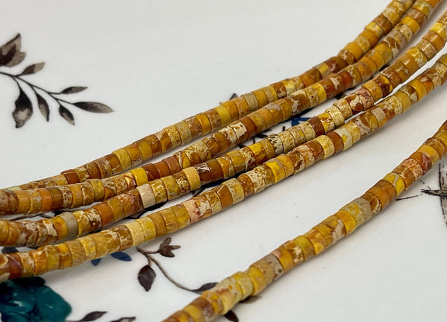 2x4mm Impression Jasper Heishi Rondelle Shape Sea Sediment Jasper Discs Gemstone Beads 15.5 Inches Strand #4545