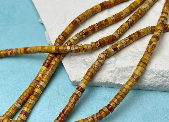 2x4mm Impression Jasper Heishi Rondelle Shape Sea Sediment Jasper Discs Gemstone Beads 15.5 Inches Strand #4545-H