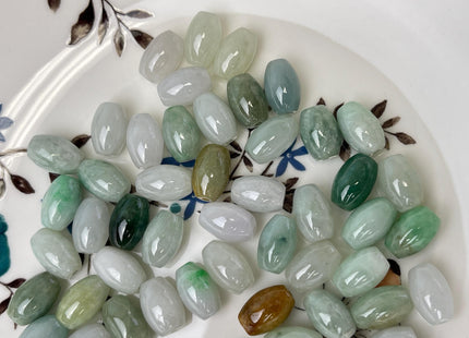 10 Pieces 8x12 mm Natural Color Smooth Barrel Shape Burmese Jade Beads 1.0 mm Hole Natural Green Brown Color Burmese Jade Loose Beads #4703