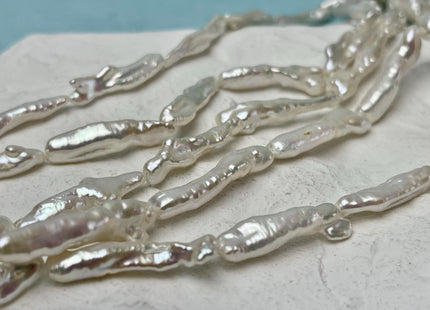 5-7x25-30 mm AAA Very Rare Natural White Keshi Biwa Stick Freshwater Pearls Genuine Super High Luster Irregular Pearl Beads 15 Beads #P3119