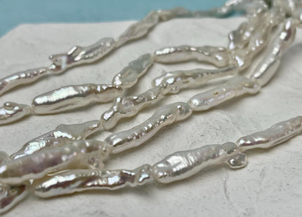 5-7x25-30 mm AAA Very Rare Natural White Keshi Biwa Stick Freshwater Pearls Genuine Super High Luster Irregular Pearl Beads 15 Beads #P3119