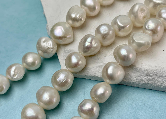 12-15 mm AA Very Rare Natural White Jumbo Size Potato Nugget Freshwater Pearl Beads Genuine Natural White Pearl #P3124