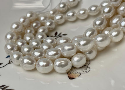 10x12 mm AAAA Half Strand Large Hole Natural Rice/Oval White Freshwater Pearl Bead Genuine Extra Shiny Freshwater Pearl 17 Beads #P3126