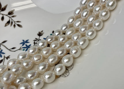 10x12 mm AAAA Half Strand Large Hole Natural Rice/Oval White Freshwater Pearl Bead Genuine Extra Shiny Freshwater Pearl 17 Beads #P3126