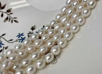 10x12 mm AAAA Half Strand Large Hole Natural Rice/Oval White Freshwater Pearl Bead Genuine Extra Shiny Freshwater Pearl 17 Beads #P3126