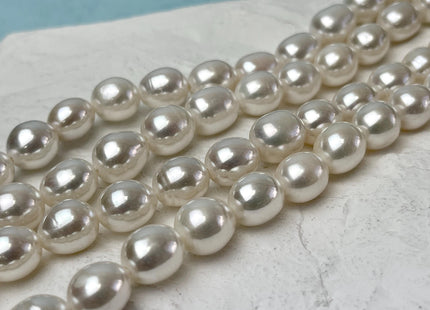 10x12 mm AAAA Half Strand Large Hole Natural Rice/Oval White Freshwater Pearl Bead Genuine Extra Shiny Freshwater Pearl 17 Beads #P3126