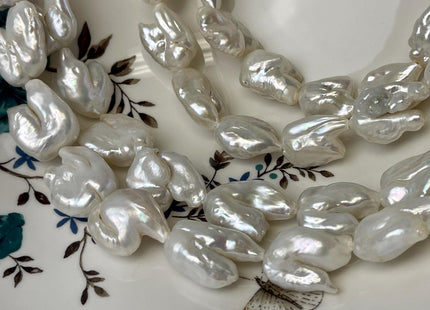 13-18x18-25 mm AA Very Rare Natural White Keshi Biwa Freshwater Pearls Genuine Super High Luster Irregular Biwa Keshi Pearl Beads #P3098