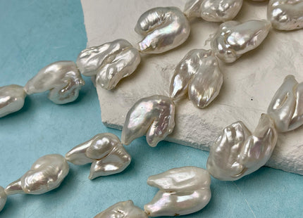 13-18x18-25 mm AA Very Rare Natural White Keshi Biwa Freshwater Pearls Genuine Super High Luster Irregular Biwa Keshi Pearl Beads #P3098