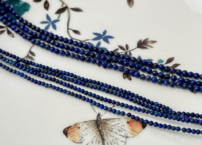 2 mm 3 mm 4 mm Smooth Round Natural Lapis Gemstone Beads Natural Blue Color Quality Round Shape #2237