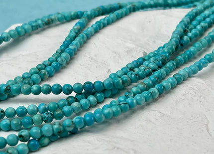 3-3.5 mm Smooth Round Turquoise Gemstone Beads 14.5 Inches Strand #4705