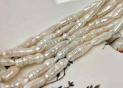 5-7x15-28 mm Natural White Color Biwa Stick Freshwater Pearl Beads Genuine Natural White Color Rare Biwa Stick Pearls #P3085