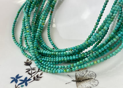 2.5 mm Smooth Round Turquoise Gemstone Beads 15.5 Inches Strand #4708