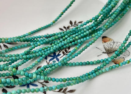 2.5 mm Smooth Round Turquoise Gemstone Beads 15.5 Inches Strand #4708