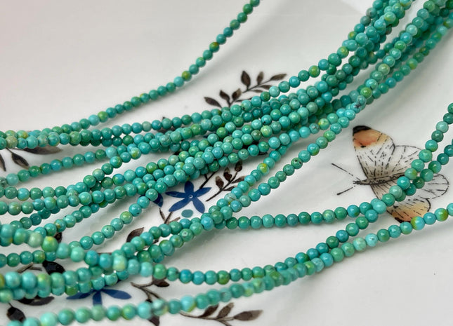 2.5 mm Smooth Round Turquoise Gemstone Beads 15.5 Inches Strand #4708