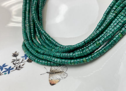 4 mm African Turquoise Heishi Rondelle Shape Green Gemstones Loose Beads 15 Inches Strand #4707