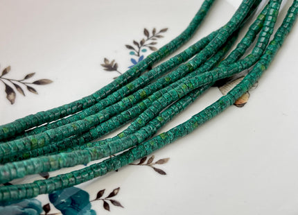 4 mm African Turquoise Heishi Rondelle Shape Green Gemstones Loose Beads 15 Inches Strand #4707