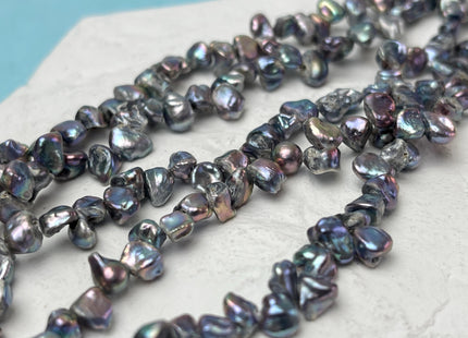 6x7-8 mm Gray Peacock Keshi Freshwater Pearl Beads Top Drilled Peacock Keshi Pearls Dancing Silver Pearl Beads #P3127