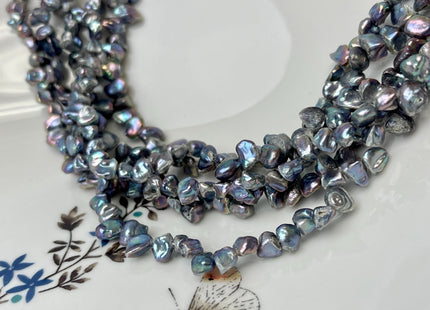 6x7-8 mm Gray Peacock Keshi Freshwater Pearl Beads Top Drilled Peacock Keshi Pearls Dancing Silver Pearl Beads #P3127