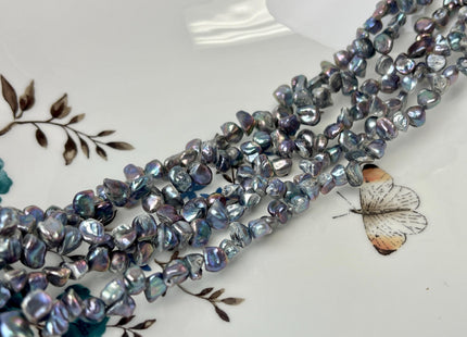 6x7-8 mm Gray Peacock Keshi Freshwater Pearl Beads Top Drilled Peacock Keshi Pearls Dancing Silver Pearl Beads #P3127