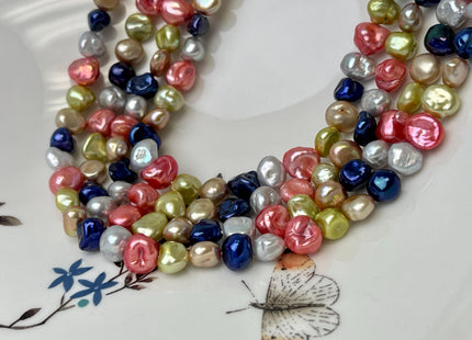7-8 mm AA High Luster Gray Pink Champagne Purple Color Keshi Nugget Freshwater Pearl Beads Genuine Keshi Nugget Freshwater Pearls #P1849
