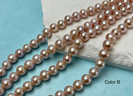 8-9 mm AAA Half Strand Extra Shiny Large Hole Natural Mauve Pink Round Freshwater Pearl Beads Hole Size 1.5 mm 2.2 mm 25 Beads #P3103