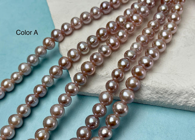 8-9 mm AAA Half Strand Extra Shiny Large Hole Natural Mauve Pink Round Freshwater Pearl Beads Hole Size 1.5 mm 2.2 mm 25 Beads #P3103