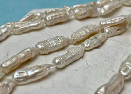 7-8x15-23 mm Natural White Biwa Stick Freshwater Pearl Beads Genuine Natural White Biwa Stick Freshwater Pearls C Grade#P3105