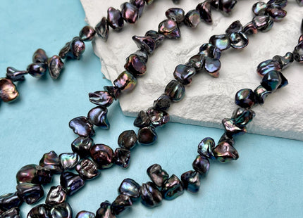 7-8x9-10 mm Dark Peacock Color Keshi Freshwater Pearls Top Drilled High Luster Genuine Keshi Freshwater Pearls #P3106