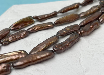 7-8x30 mm Biwa Stick Freshwater Pearls, Chocolate Brown Color Biwa Stick Freshwater Pearls #1297