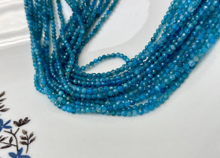 2.5 mm AAA Micro Faceted Round Apatite Gemstone Beads Top Quality Blue Apatite Faceted Gemstone Loose Beads 15.5 Inches Strand #4711