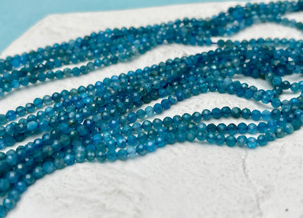2.5 mm AAA Micro Faceted Round Apatite Gemstone Beads Top Quality Blue Apatite Faceted Gemstone Loose Beads 15.5 Inches Strand #4711