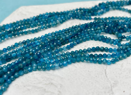 2.5 mm AAA Micro Faceted Round Apatite Gemstone Beads Top Quality Blue Apatite Faceted Gemstone Loose Beads 15.5 Inches Strand #4711