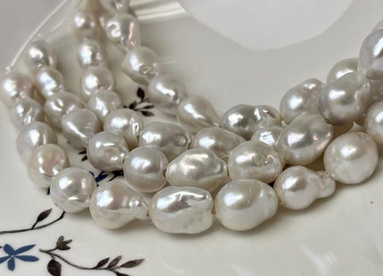 10-11x12-15 mm AAAA Half Strand Large Hole Natural White Baroque Pearl Hole Size 1.5mm 2.2mm Genuine High Luster Baroque Pearl Beads #P3094