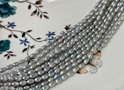 3.5x5-6 mm Silver Gray Color Rice / Oval Freshwater Pearls Genuine Freshwater Pearl Beads Small Tiny Freshwater Pearls #P1386