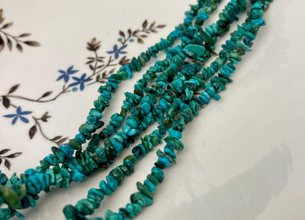 36 Inches Necklace 4-6 mm 5-7 mm Natural Turquoise Chips Genuine Natural Color Turquoise Chip Gemstone Beads #4713
