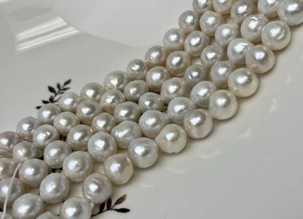 10-12 mm AA Large Hole Half Strand Natural White Edison Pearl Beads Hole Size 1.2mm 1.5mm Genuine Baroque Edison Pearls 18 Beads #P3129