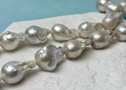 16-20 mm Full Strand Large Hole Natural White Baroque Pearl Beads Hole Size 1.2mm 2.2mm Genuine Jumbo Size Baroque Pearl #P3130