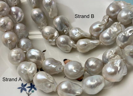 16-20 mm Full Strand Large Hole Natural White Baroque Pearl Beads Hole Size 1.2mm 2.2mm Genuine Jumbo Size Baroque Pearl #P3130
